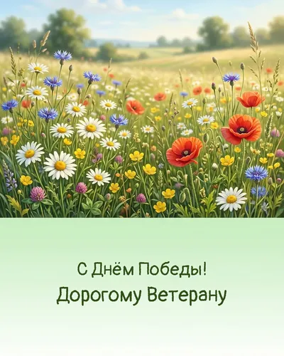 открытка для ветерана — нежные тюльпаны и надпись «Спасибо за Победу»